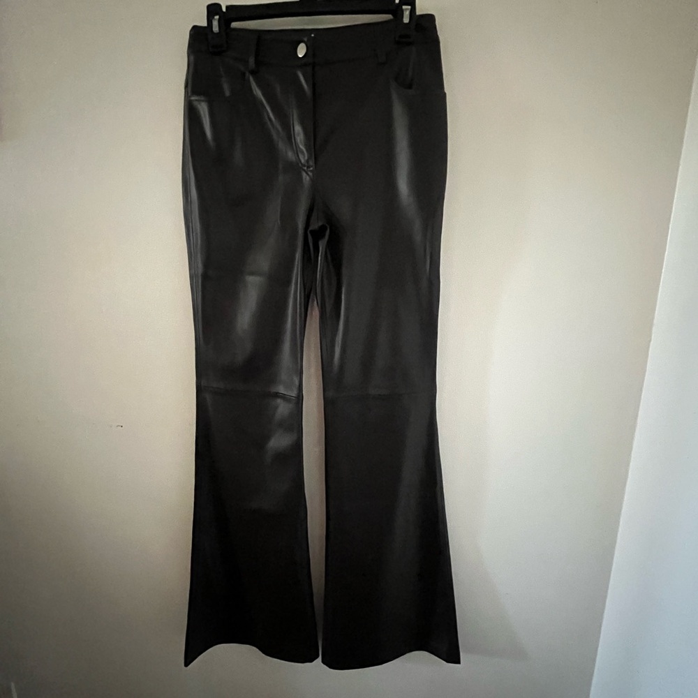 Mango dark brown Faux Leather Flared Jeans